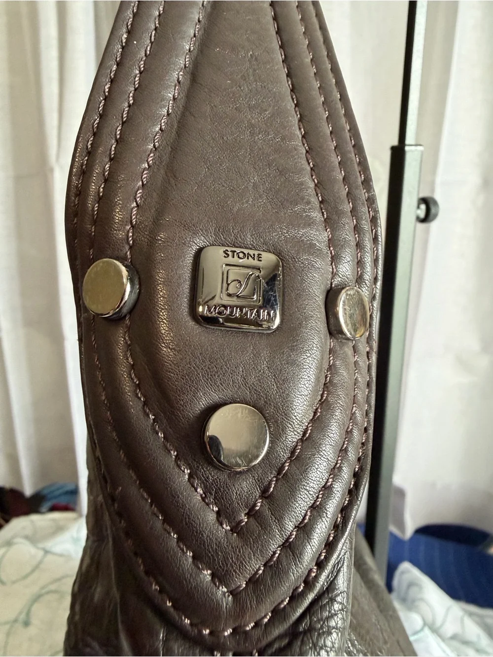 Stone Mountain Camden Dark Brown Leather Hobo All Over Print